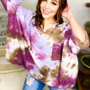 White Birch tie dye poncho style top
